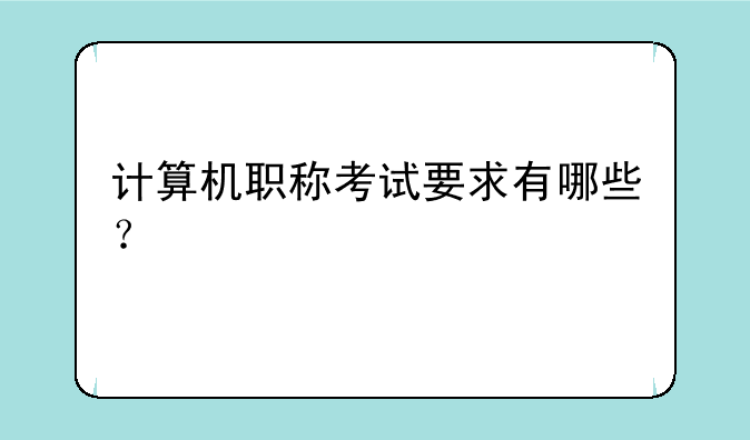 计算机职称考试要求有哪些？