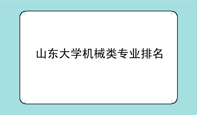 山东大学机械类专业排名