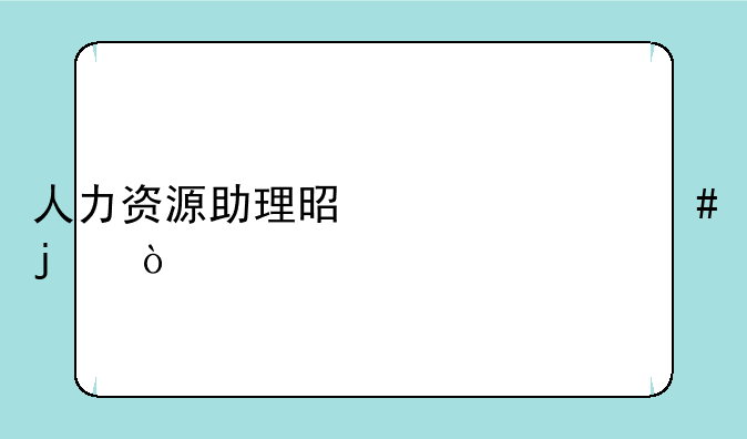 人力资源助理是干什么的？