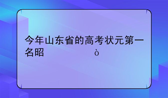 今年山东省的高考状元第一名是谁？