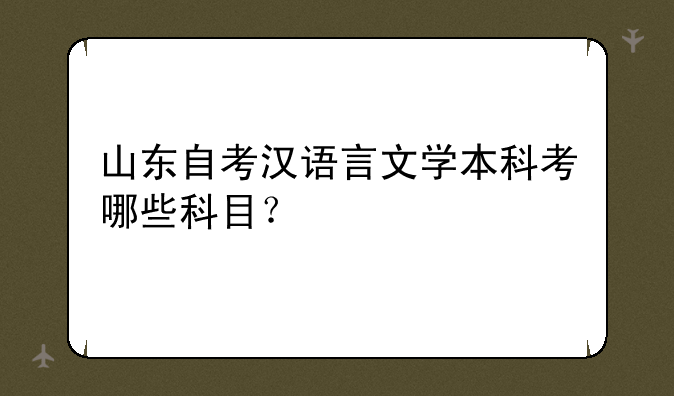 山东自考汉语言文学本科考哪些科目？