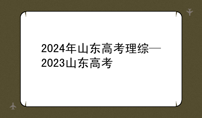 2024年山东高考理综—2023山东高考