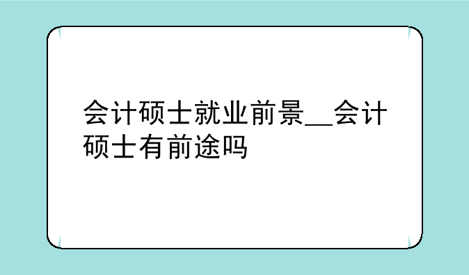 会计硕士就业前景__会计硕士有前途吗