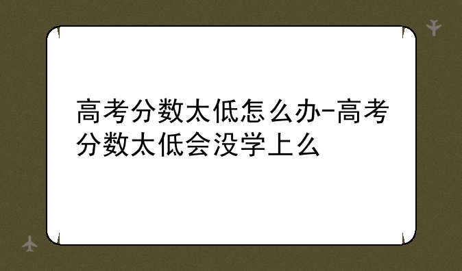 高考分数太低怎么办-高考分数太低会没学上么